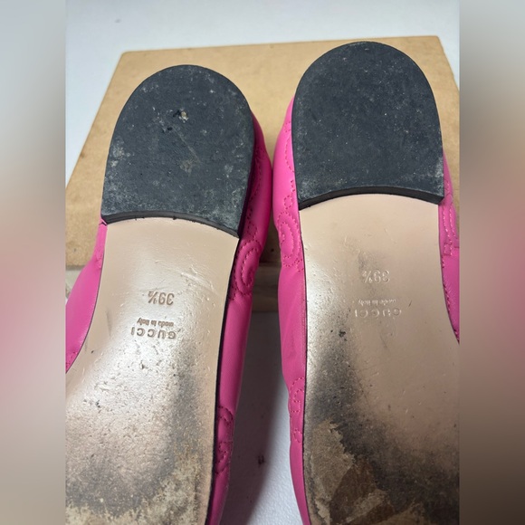 Women’s Gucci Pink Quilted  Nappa Leather Ballet Flats/Shoes Sz 39.5 / US 9.5 - Picture 8 of 14